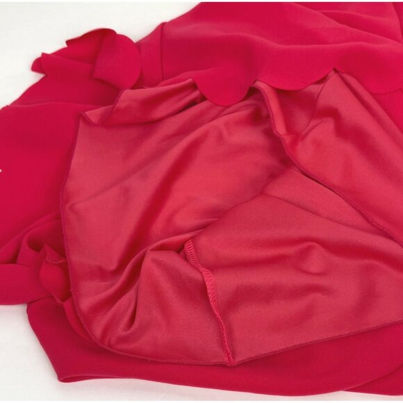 Everly Hot Pink Halter Swing Dress Scalloped Hem Keyhole Back Size M - Picture 4 of 5